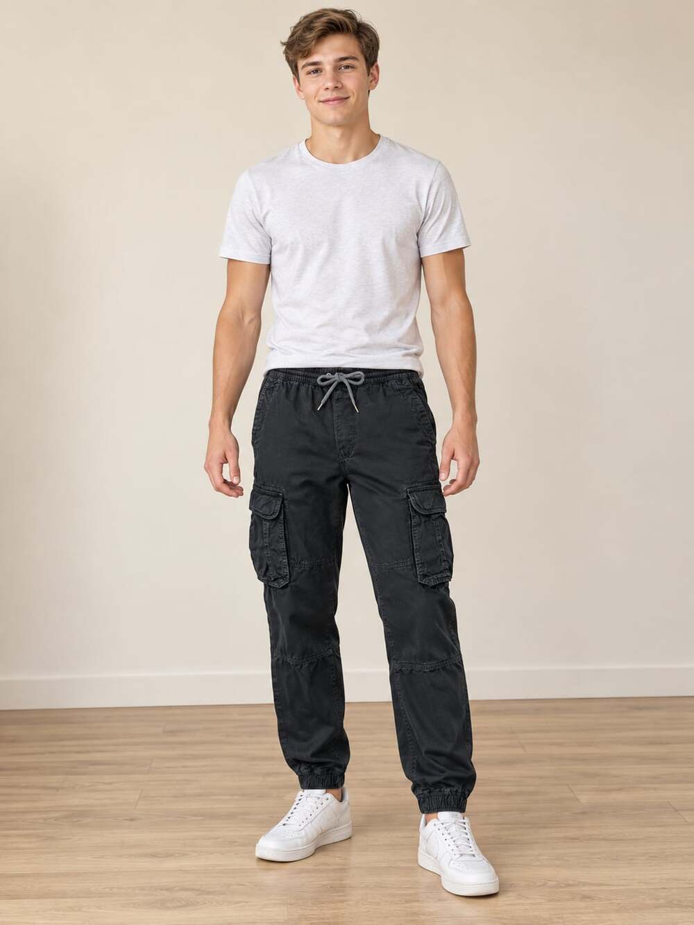 American Eagle Men’s Cargo Jogger Pants S Black Cotton Utility Drawstring